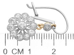 Antique 2.46ct Diamond and 15k Yellow Gold Cluster Earrings Circa 1920