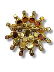 Green AB Clear Crystal Domed Brooch Gold Tone Vintage