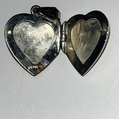 Vintage 925 Sterling Silver Floral Etched Puffy Heart Photo Locket Pendant