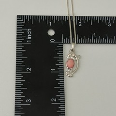 925 Sterling Silver Ireland Signed Pink Opal Shamrock Flower Necklace 18″