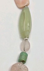 Vintage Barse Sterling 24 Inch And Gemstone Beaded Necklace Rose Quarts MOP Gem