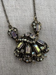 Hollycraft 1955 Necklace , AB Rhinestone Necklace 16” Adjustable
