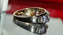 10k yellow gold ring 1.00ct natural tanzanite size 6 band vintage 2.15gr N3511