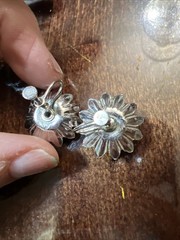Coro Rhinestone Floral Flower twist clip on Earrings Vintage Flower 50-60’s