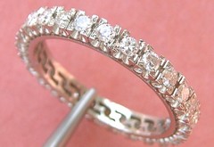 VINTAGE 1.35 ctw BRILLIANT DIAMOND PLATINUM ETERNITY BAND RING 1950 sz 10-10.25