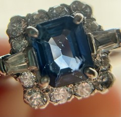Vintage Retro ~1ct Sapphire & Diamond Platinum Engagement Ring Sz 5 5.7g Estate