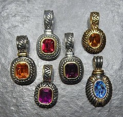 1990s Retro Vintage Boutique Chic Jeweled Pendant Jewelry Lot/6 NWOT R