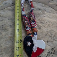 TEXAS Love Southern Bandana necklace clay ceramic beads handmade art July 4