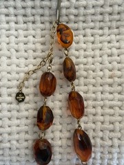 R.J. Graziano Faceted Amber Tortoise Bead Necklace Gold-Tone NIB