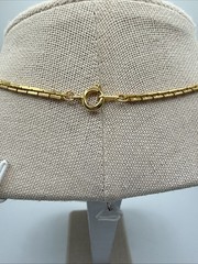 Shiny Gold Tone Bar Link Chain Spring Ring Clasp Necklace 18”