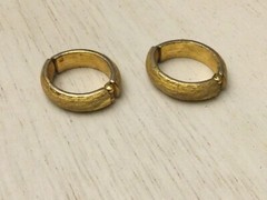 Vintage Estate Brushed Goldtone Hinged Clip Earrings Signed Monet