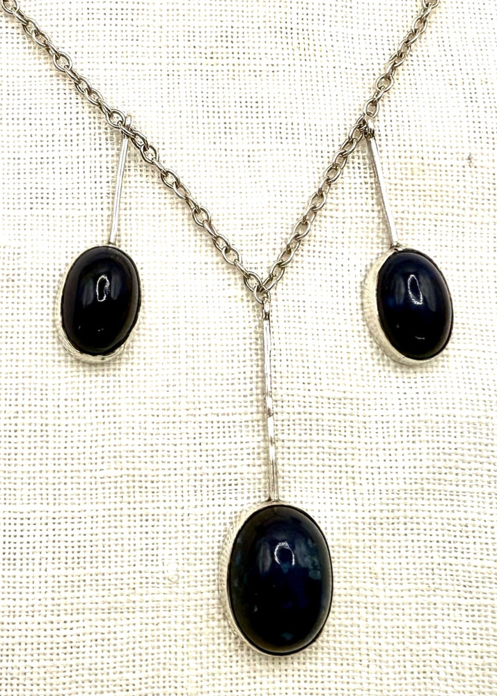 Antique Edwardian SODALITE 935 Sterling Silver Negligee Necklace ~ GERMANY