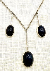 Antique Edwardian SODALITE 935 Sterling Silver Negligee Necklace ~ GERMANY