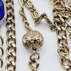 Maximalist Waterfall Gold Tone Multi Chain Beaded Station Vintage Necklace Korea