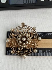 Vintage Accessocraft NYC Gold Silver Tone Faux Pearl Cluster Brooch Pendant