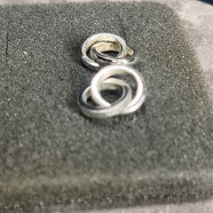 Vintage Double Hoop Link Earrings Silver 925 Sterling Signed FAS Artisan Design