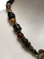 Stunning Heavy Vintage Sterling Silver Ammonite Snail Beaded Pendant Necklace