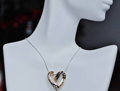 14k yellow gold slide pendant heavy 0.17ct natural diamond open heart 7.4gr