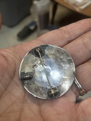 Vintage Mexico Sterling Silver Mayan Aztec Calendar Brooch Pin Pendant