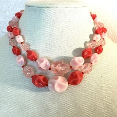 Vintage Lucite Necklace Bubblegum Spring Signed GERMANY Pastel Adjustable