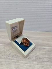 Vintage Soviet 14k Gold Baltic Russian amber ring Ussr Tested Size 7