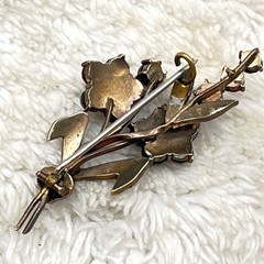 Antique Bohemian Garnet Brooch Flower Pin Tube Hinge C Clasp AS IS 2.25″