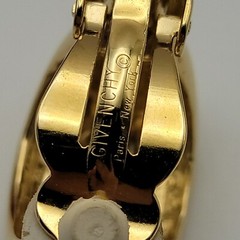 GIVENCHY Paris NY Gold Tone Half Hoop Stud Clip On Earrings 21 mm