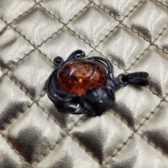Natural Baltic Amber flower vintage Pendant charm Latvia circa 1970’s