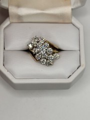 Stunning 1970 Vintage Estate 18k Gold 3.50ct Diamond Cluster Cocktail Ring