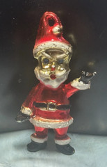 Grinch Santa Claus – Blue Rhinestone eyes/Red/Black enamel Brooch/Pin, 2″