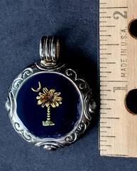 Vintage Pendant Enhancer Signed Designer “Best” Lapis Palm Crescent Moon