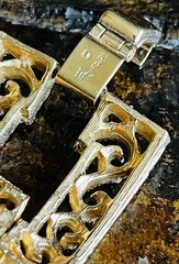 Vintage Crown Trifari Gold-Tone Panel-Link Filigree Bracelet Signed 7” BEAUTIFUL