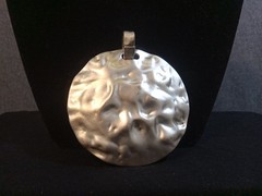 Jewelry Pendant Silver Plated Hammered Metal Round large For Necklace 3″ Inch