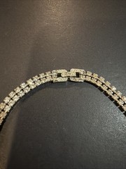 Vintage Art Deco Faux Emerald Green & Clear Rhinestones Collar Necklace