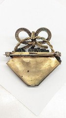 Chinese Export Gold Gild Brass Silver Enamel Flower Basket Pin Brooch Vintage