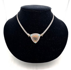 Vintage 925 Silver And Gold Necklace With Turquoise Delicate And Special.