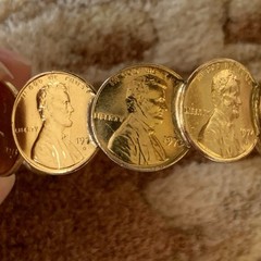 Vintage American Pennies Penny Cuff Bracelet 1970s, 2.25″ Diameter