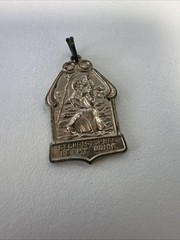 Vintage St Christopher Be My Guide Catholic Medal Bronze Tone Religious Charm