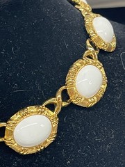 Vtg Runway MONET White Cabochan Choker Necklace Statement 15.5″