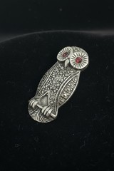 Vintage 925 Sterling Silver Garnet and Marcasite Owl Pin/Brooch