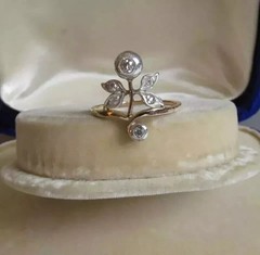 Art Deco Style Round Cut Lab Created Diamond 14k Yellow Gold FN Anniversary Ring