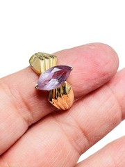 Vintage 14k Gold Amethyst 2ct Marquise Ring Chevron Band Size 8.75 , 3.8g