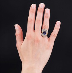 Antique Style Cocktail Ring 2.3 Ct Lab Created Sapphire 14k Yellow Gold Plated