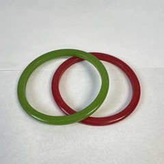 Vintage Bakelite Multi Translucent Red and Lime Green Set of 2 Bangle Bracelets