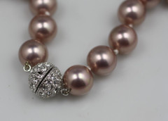 Fabulous lavender glass imitation faux pearl 12mm knotted strand necklace 19″