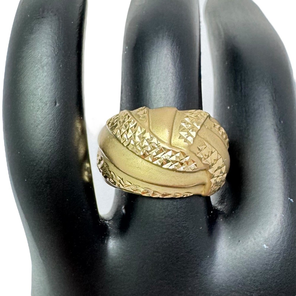 Vintage Ma 10K Gold Matte & Faceted Dome Ring 7 Michael Anthony 4g