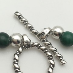 Silver Schark Handmade Sterling Silver & Green Malachite Necklace 21″ #97
