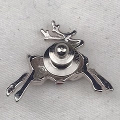 AVON Vintage Christmas Reindeer Pin Brooch Silver Tone Red Enamel Jumping