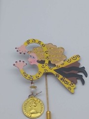 Vintage Rossi Fairy Angel Enamel Metal Stick Pin Brooch