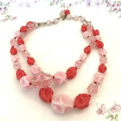 Vintage Lucite Necklace Bubblegum Spring Signed GERMANY Pastel Adjustable